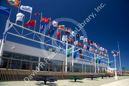 Exterior of the Vantage Point Great Lakes Maritime Center located on the St. Clair River where it meets the Black River at Port Huron, Michigan.