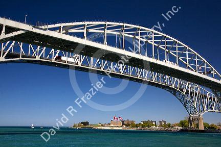 The Blue Water Bridge is a twin-span bridge that spans the St. Clair River between Port Huron, Michigan and Point Edward, Ontario.