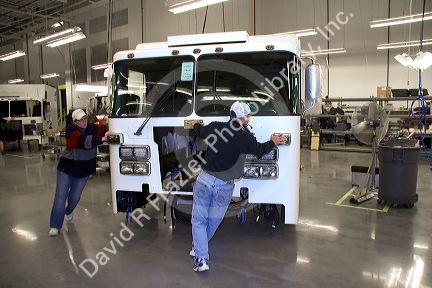 Fire truck chassis manufacturing at Spartan Motors in Charlotte, Michigan.