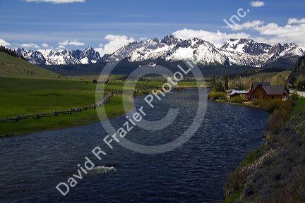The Salmon River flowing through the Sawtooth Valley at Lower Stanley, Idaho.
