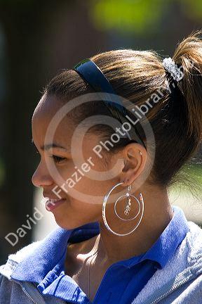 Portrait of a female black American teen in Michigan.