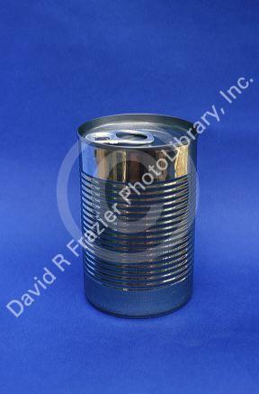 Aluminum soup can with a pop top and no label.