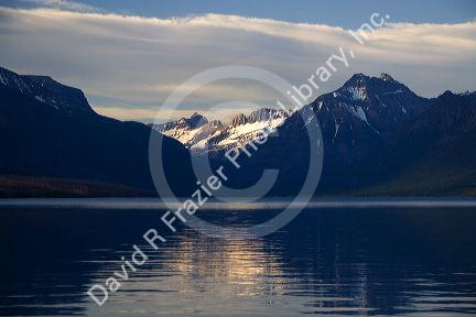 Rocky Mountains at Lake McDonald, the largest lake in Glacier National Park, Montana.