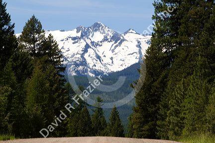 Snow covered peak in the Mission Mountains near Condon, Montana.