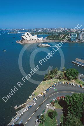 Harbor and Opera House at Sydney, Australia.