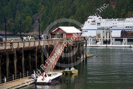 BC Ferry and boats docked at Horseshoe Bay in West Vancouver, British Columbia, Canada.