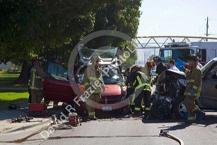 Firefighers respond to a traffic accident in Boise, Idaho.