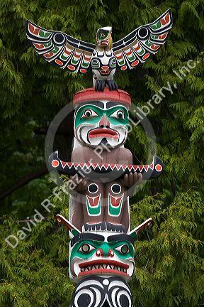 Totem pole located in Stanley Park at Vancouver, British Columbia, Canada.