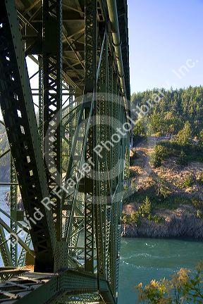 Deception Pass Bridge connecting Whidbey Island and Fidalgo Island in Island County, Washington.
