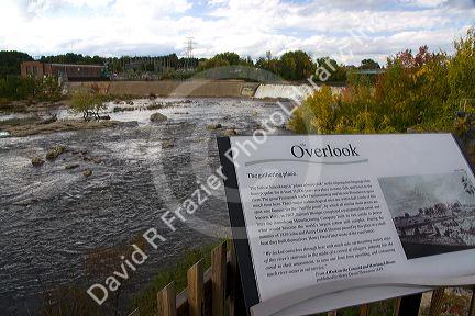 Amoskeag Falls located on the Merrimack River at Manchester, New Hampshire, USA.