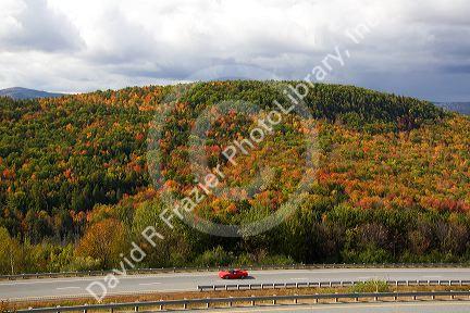 Fall foliage along interstate 89 in Sullivan County, New Hampshire, USA.