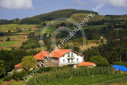 Rural housing near the town of Bermeo in the province of Biscay, Basque Country, Northern Spain.