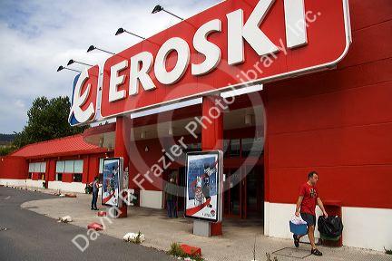 Supermarket at Guernica in the province of Biscay, Basque Country, Northern Spain.