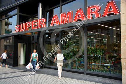 Exterior of a supermarket located in the city of Donostia-San Sebastian, Guipuzcoa, Basque Country, Northern Spain.