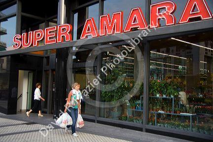 Exterior of a supermarket located in the city of Donostia-San Sebastian, Gipuzkoa, Basque Country, Northern Spain.