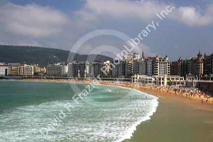 La Concha Bay in the city of Donostia-San Sebastian, Guipuzcoa, Basque Country, Northern Spain.