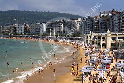 La Concha Bay in the city of Donostia-San Sebastian, Guipuzcoa, Basque Country, Northern Spain.