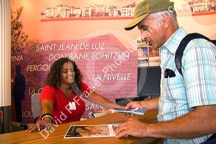 Tourist office in the town of Saint-Jean-de-Luz, Pyrenees Atlantiques, French Basque Country, Southwest France.