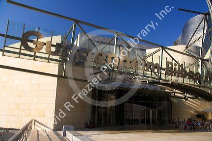 Entrance to the Guggenheim Museum in the city of Bilbao, Biscay, Basque Country, northern Spain.
