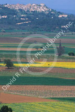 View of farmland valley near La St. Baume, France.