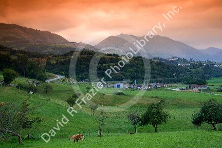 Rural farmland near the parish of Panes, Penamellera Baja, Asturias, northwestern Spain.
