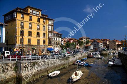 Low tide in the harbor at Llanes, Asturias, Spain.
