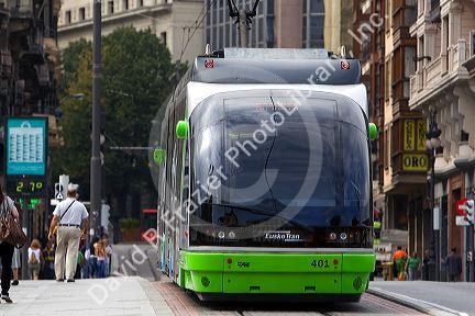 EuskoTran metre gauge tramway system in the city of Bilbao, Biscay, northern Spain.