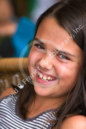 Portrait of a young spanish girl in the town of Lekeitio, Basque Country, Northern Spain. MR