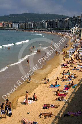 La Concha Bay in the city of Donostia-San Sebastian, Guipuzcoa, Basque Country, Northern Spain.