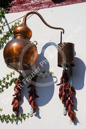Basque architecture in the village of Ainhoa, Pyrenees-Atlantiques, French Basque Country, Southwest France.