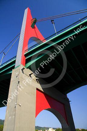 La Salve Bridge located in the second district of Uribarri in the city of Bilbao, Biscay, Basque Country, northern Spain.