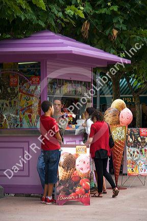 Ice cream vendor in the town of Ribadesella, Asturias, northern Spain.