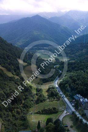 View of the Picos de Europa from an aerial tramway at Fuente De, Liebana, Cantabria, northwestern Spain.