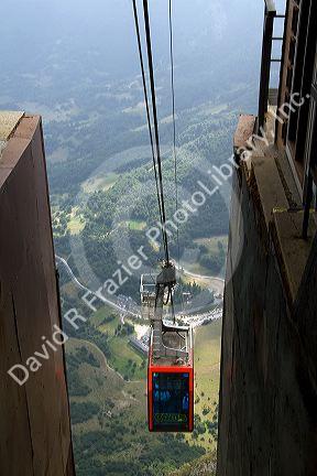 Aerial tramway in the Picos de Europa at Fuente De, Liebana, Cantabria, northwestern Spain.