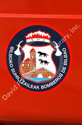 Seal on the side of a firetruck in the city of Bilbao, Biscay, northern Spain.