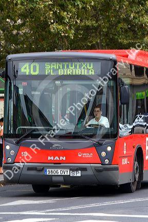 Bilbobus in the city of Bilbao, Biscay, northern Spain.