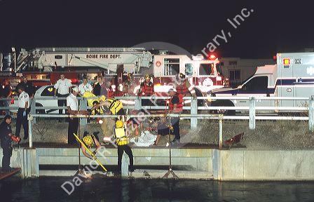 Emergency crews at a crime scene in Boise, Idaho.