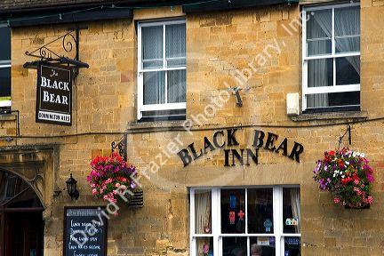 The Black Bear Inn and pub in the town of Moreton-in-Marsh, Gloucestershire, England.