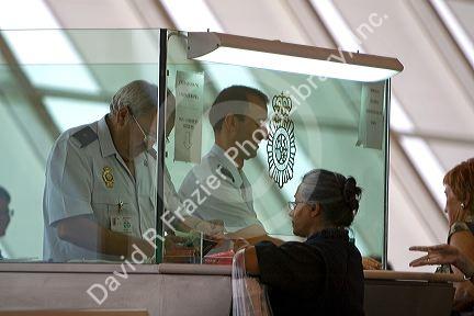 Immigration control at the Bilbao Airport in northern Spain.