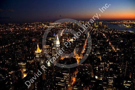 Night views of New York City, New York, USA.