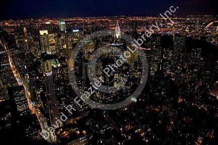 Night views of New York City, New York, USA.