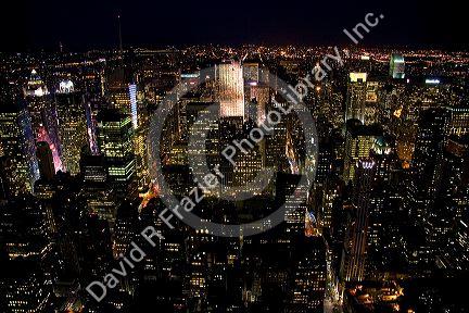 Night view of New York City, New York, USA.