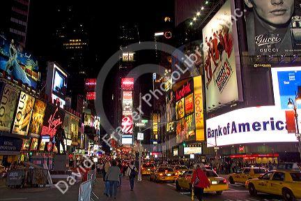 Times Square at night in Manhattan, New York City, New York, USA.