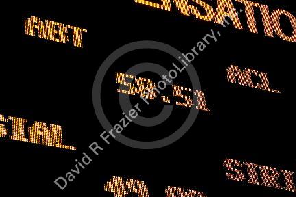 Stock ticker in Times Square, Manhattan, New York City, New York, USA.