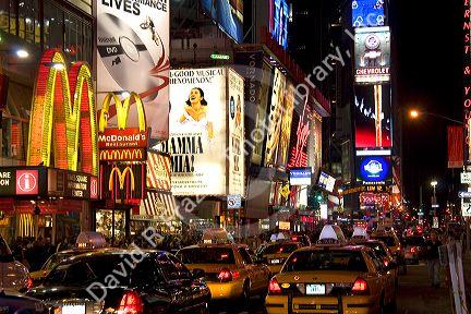 Broadway theatres in midtown-Manhattan, New York City, New York, USA.