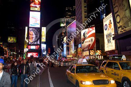 Broadway theatres in midtown-Manhattan, New York City, New York, USA.