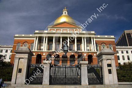 The Massachusetts State House located in the Beacon Hill neighborhood of Boston, Massachusetts, USA.