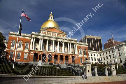 The Massachusetts State House located in the Beacon Hill neighborhood of Boston, Massachusetts, USA.