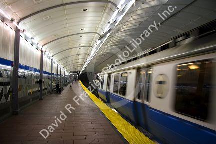 MBTA Blue Line subway in Boston, Massachusetts, USA.