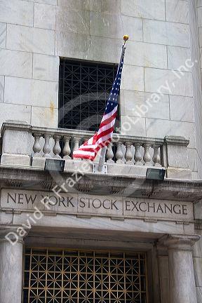 The New York Stock Exchange in lower Manhattan, New York City, New York, USA.